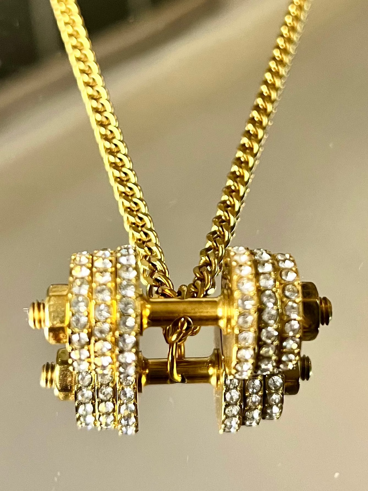 Cuban Link Dumbbell Necklace - Iced